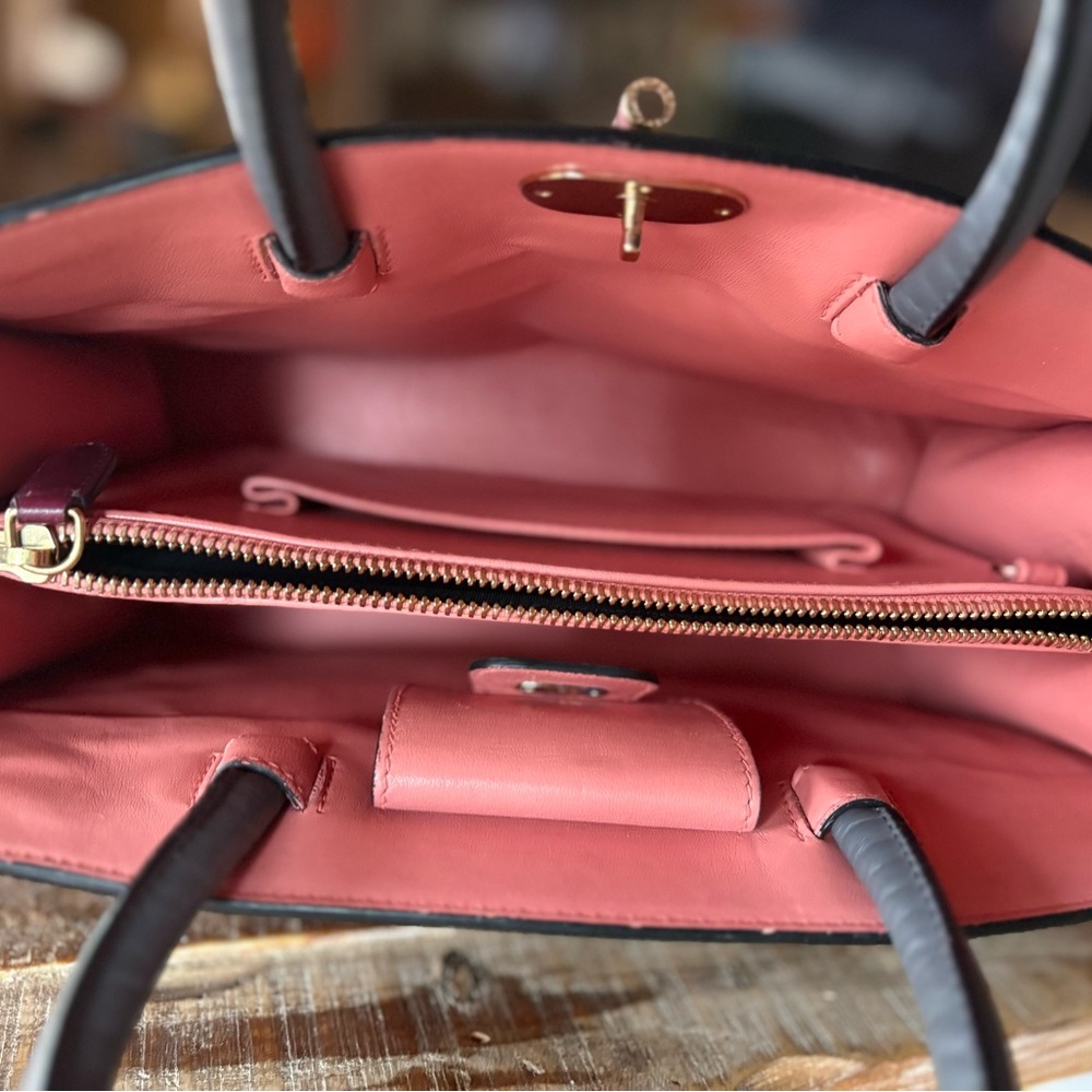 SOLD!!! BVLGARI Isabella Rossellini Icona 10 Bordeaux Grey Leather Tote Handbag - Picture 6 of 6